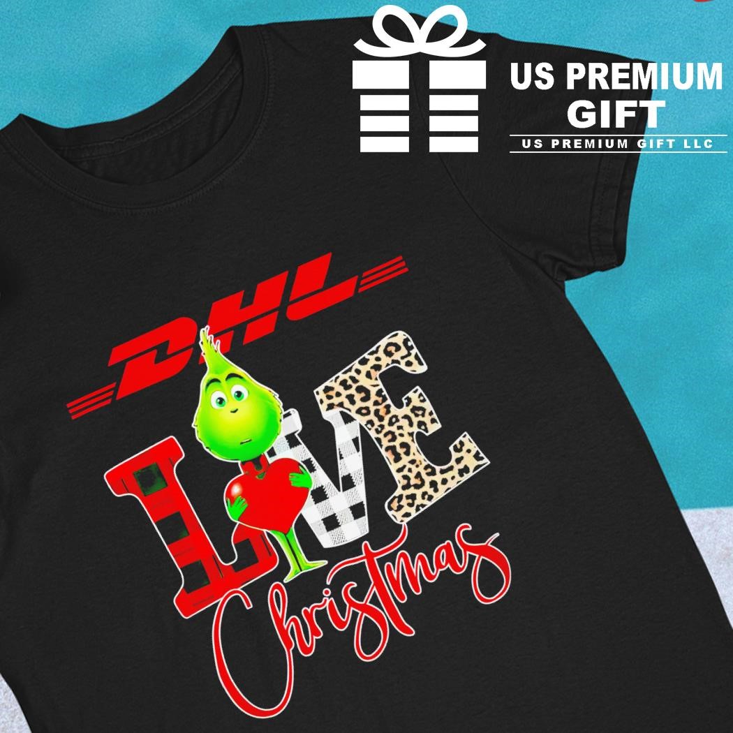 The Grinch DHL Love Christmas cartoon logo Christmas gift shirt