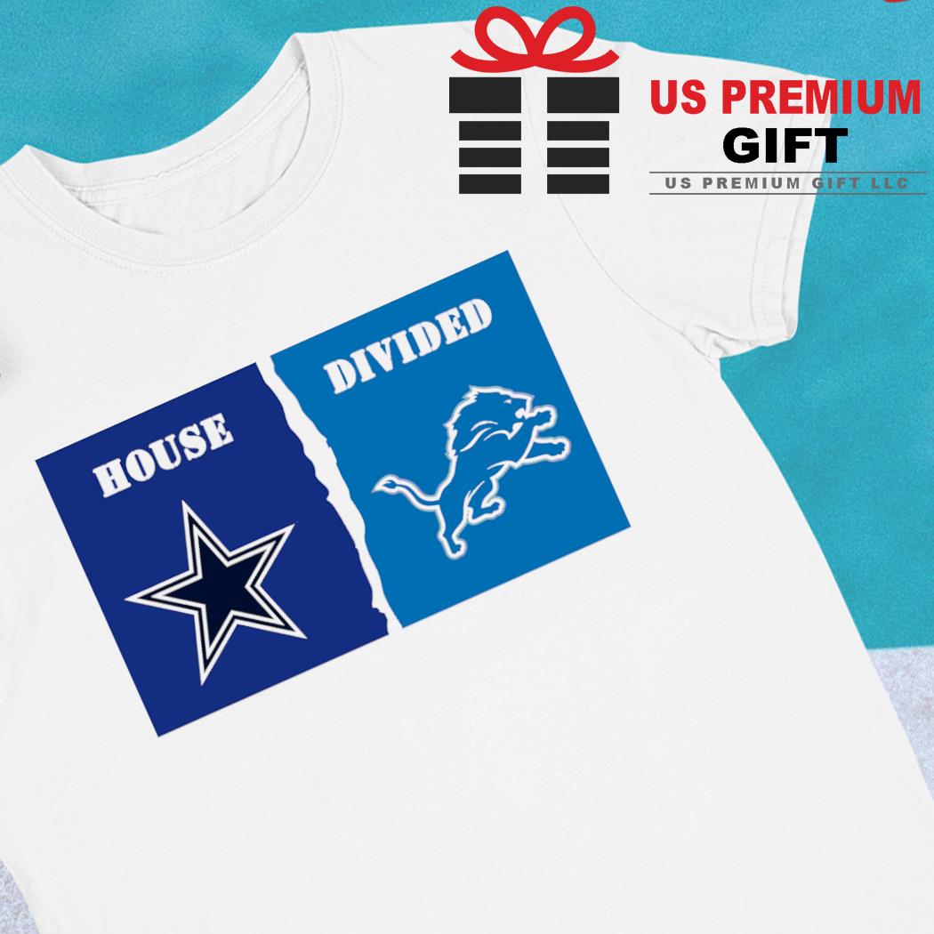 Dallas Cowboys vs Detroit Lions football house divided logo 2024 shirt,  hoodie, sweater, long sleeve and tank top, image size:1050x1050