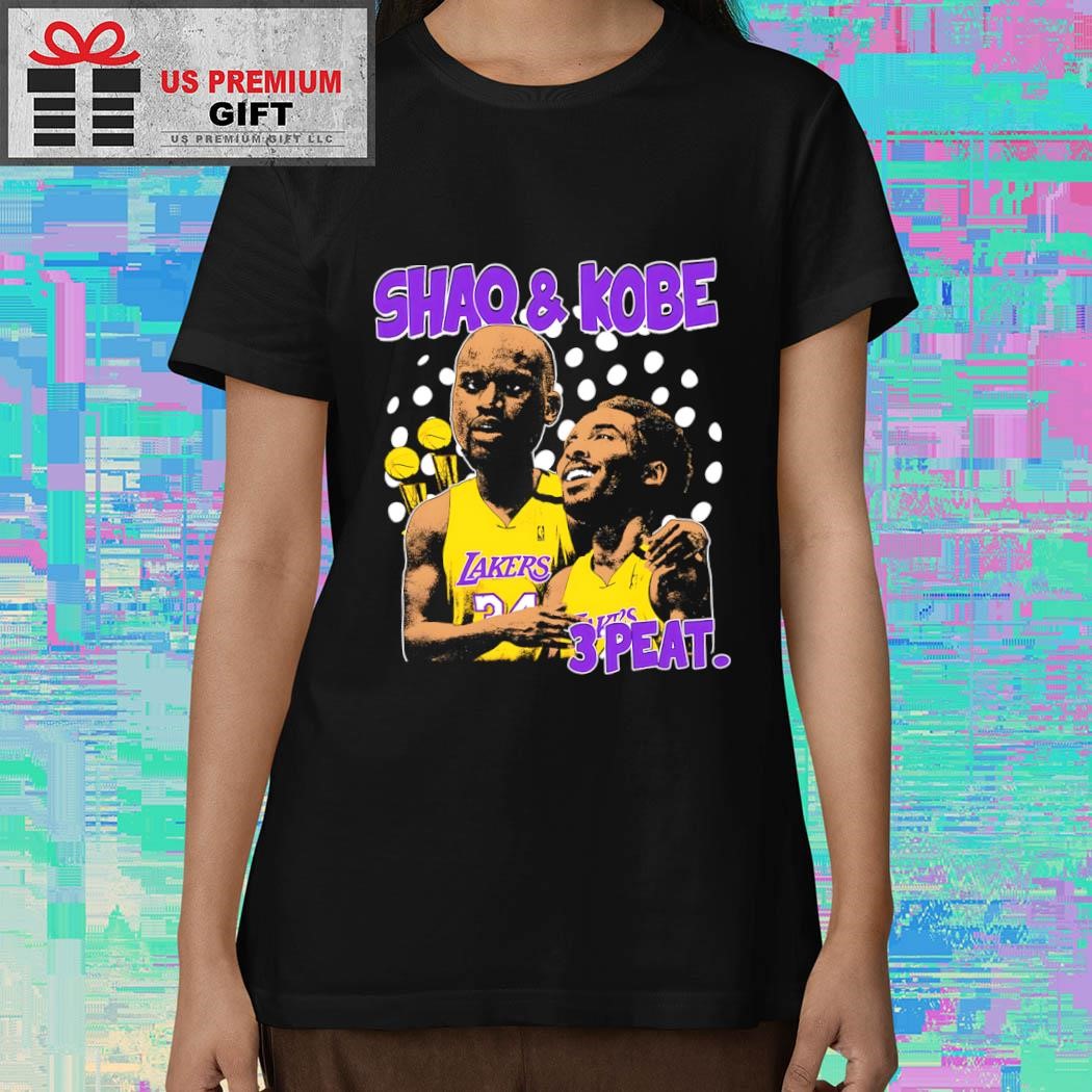 Shaquille O'Neal and Kobe Bryant 3 peat caricature shirt Shaquille O'Neal and Kobe Bryant 3 peat caricature shirt