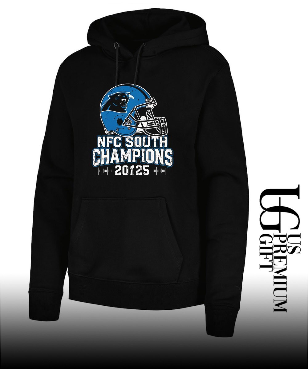 Carolina Panthers NFC South 2025 Champions helmet shirt, hoodie