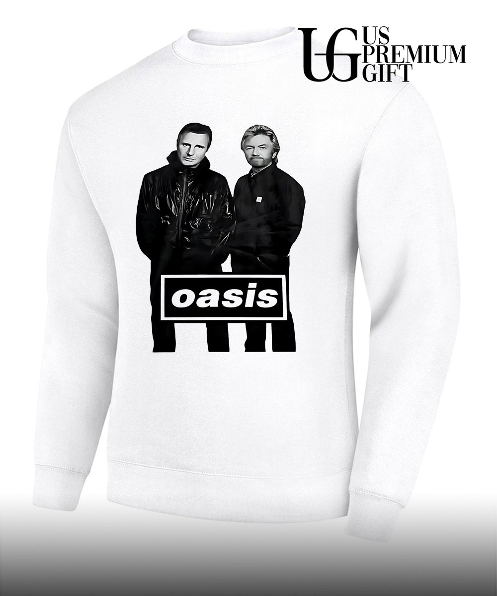Liam Neeson and Noel Edmonds Oasis shirt, hoodie, sweater, long