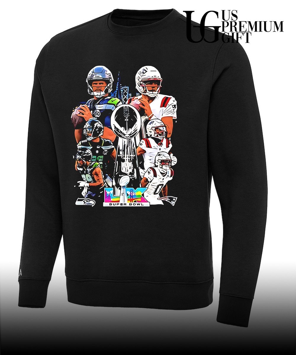 Super Bowl LX Seahawks vs Patriots player trophy graphic shirt