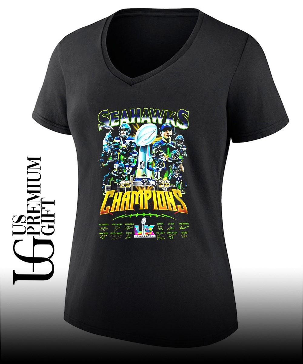 Seattle Seahawks Super Bowl 2X Champions 2026 trophy shirt, hoodie